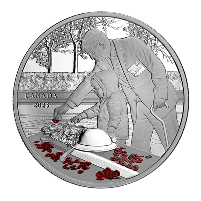 A picture of a 2023 $20 Fine Silver Coin - Remembrance Day